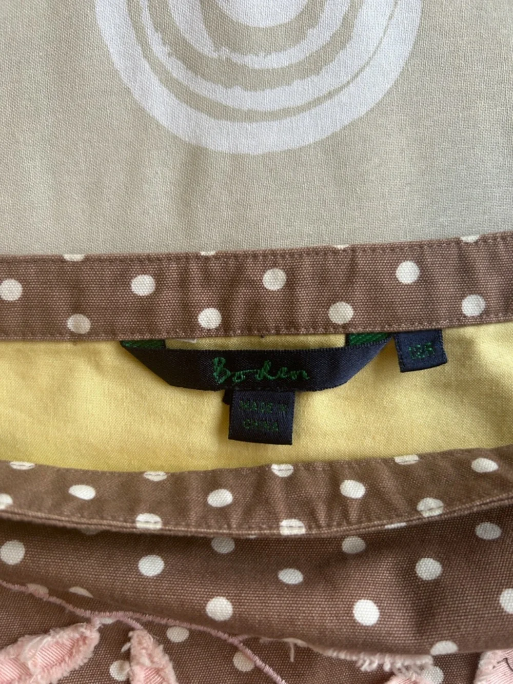 Boden Brown Polka Dot Skirt Embroidered Floral Appliqué Midi A-Line Size 12